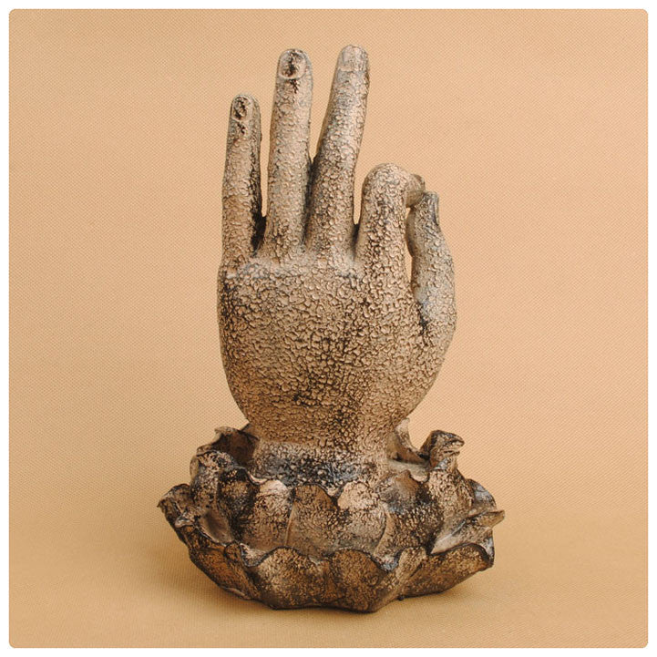 ENLIGHTENMENT IN YOUR PALM STATUE - 7 INCH POLYSTONE/RESIN