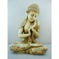 CONTEMPLATIVE BUDDHA 15 INCH IVORY PATINA  POLYSTONE/RESIN