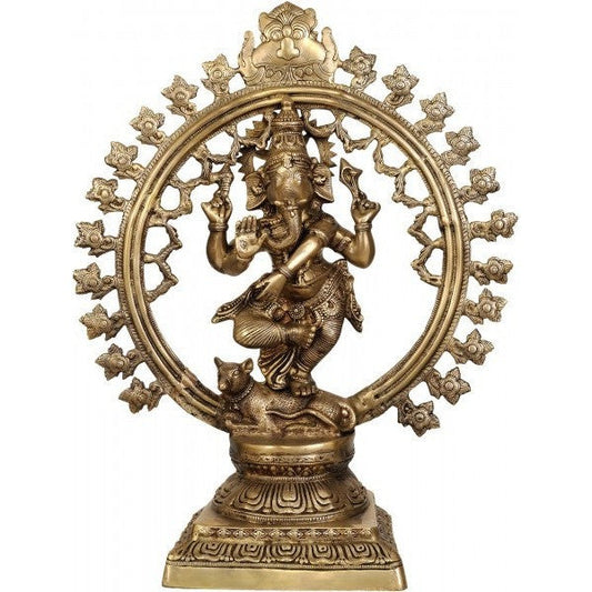 RARE & MAGNIFICENT GANESHA NATARAJA (30 INCH) BRASS-- INDIA