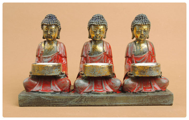 BUDDHA 3  CANDLE HOLDER STATUE