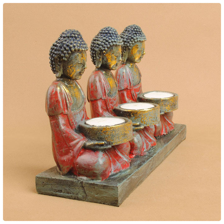 BUDDHA 3  CANDLE HOLDER STATUE