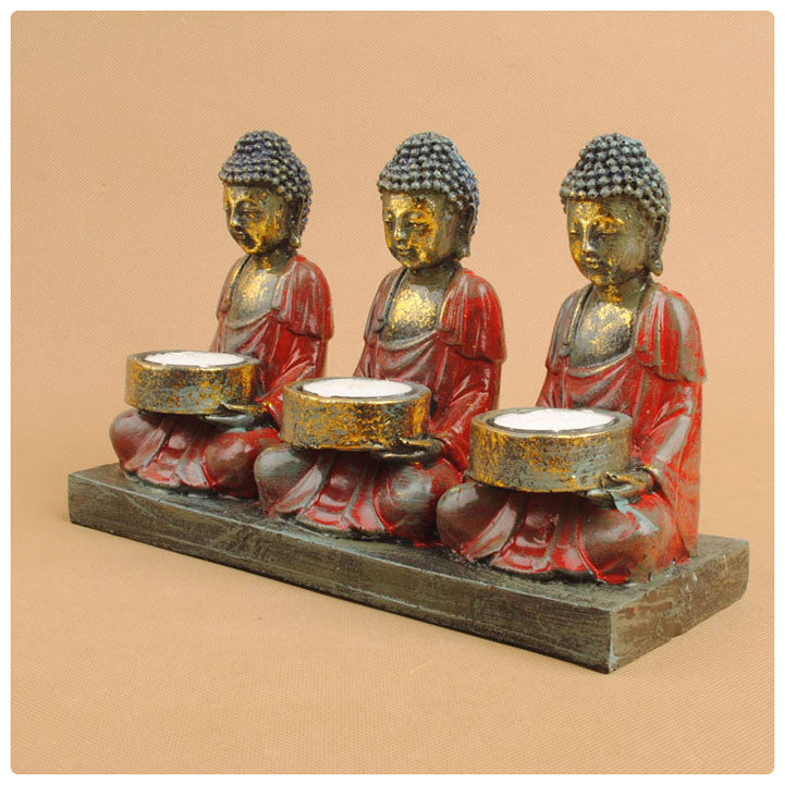 BUDDHA 3  CANDLE HOLDER STATUE